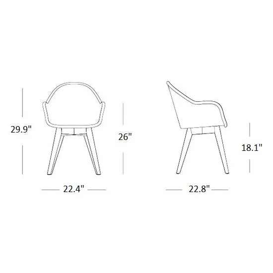 Avril Highback Dining Chair with Wood Base