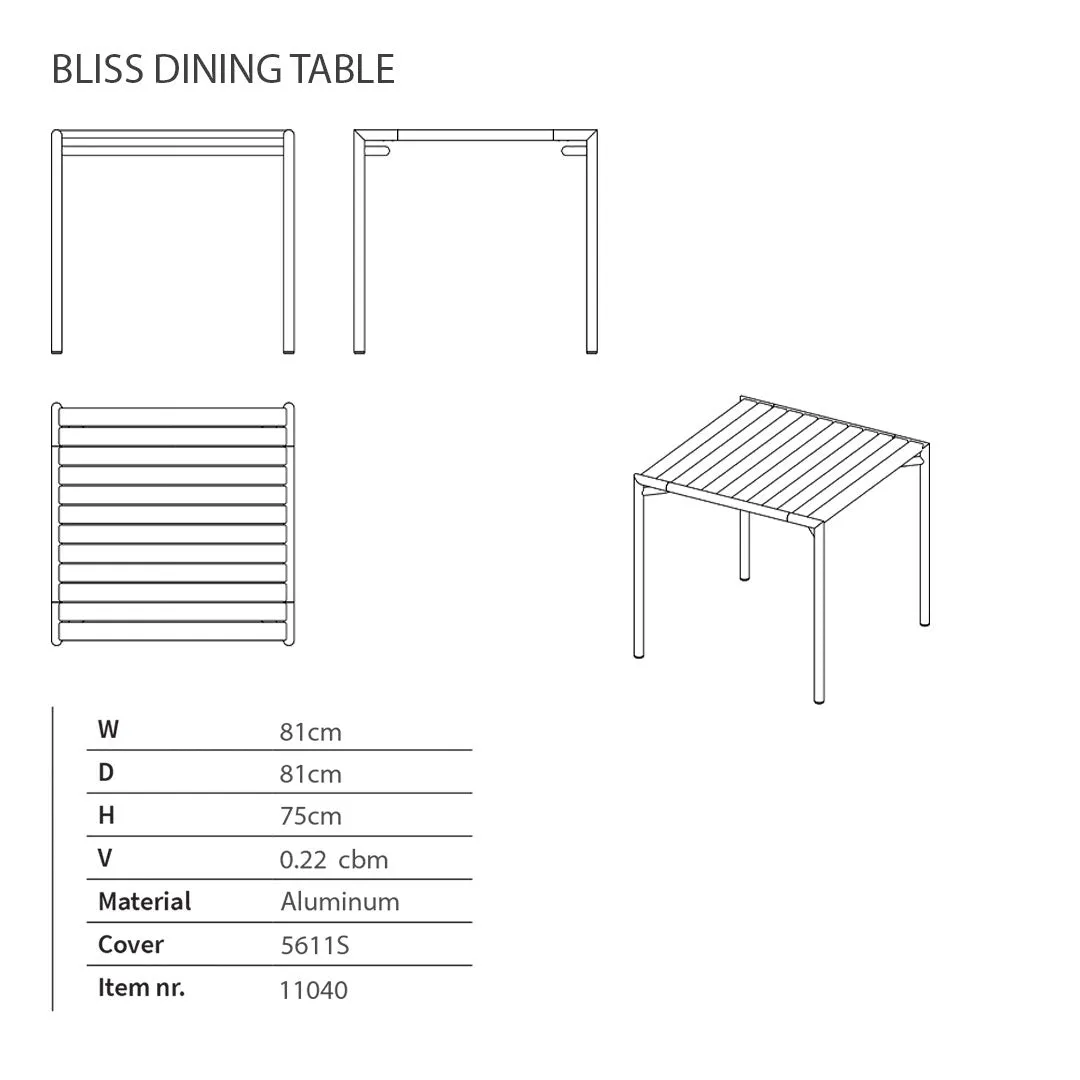 Bliss Square Dining Table Set w/ Side Chairs