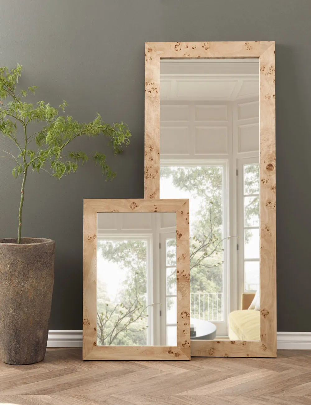 Bree Burl Wood Floor Mirror Lulu and Georgia