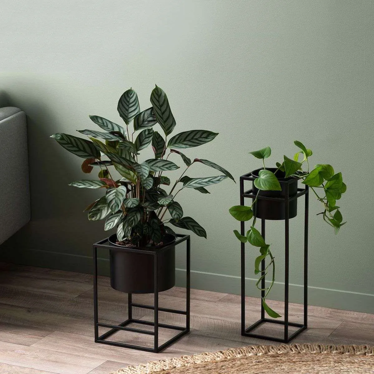 Brent Metal Plant Stand Black - Tall Mocka
