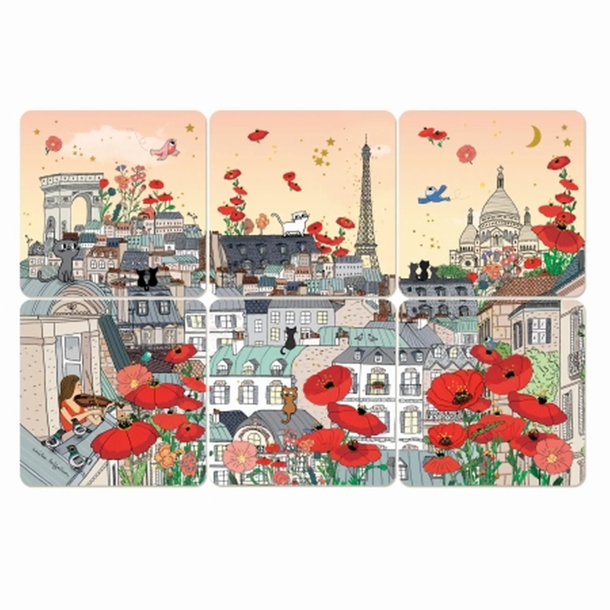 Cartes D' Art	Coasters Paris Flowers