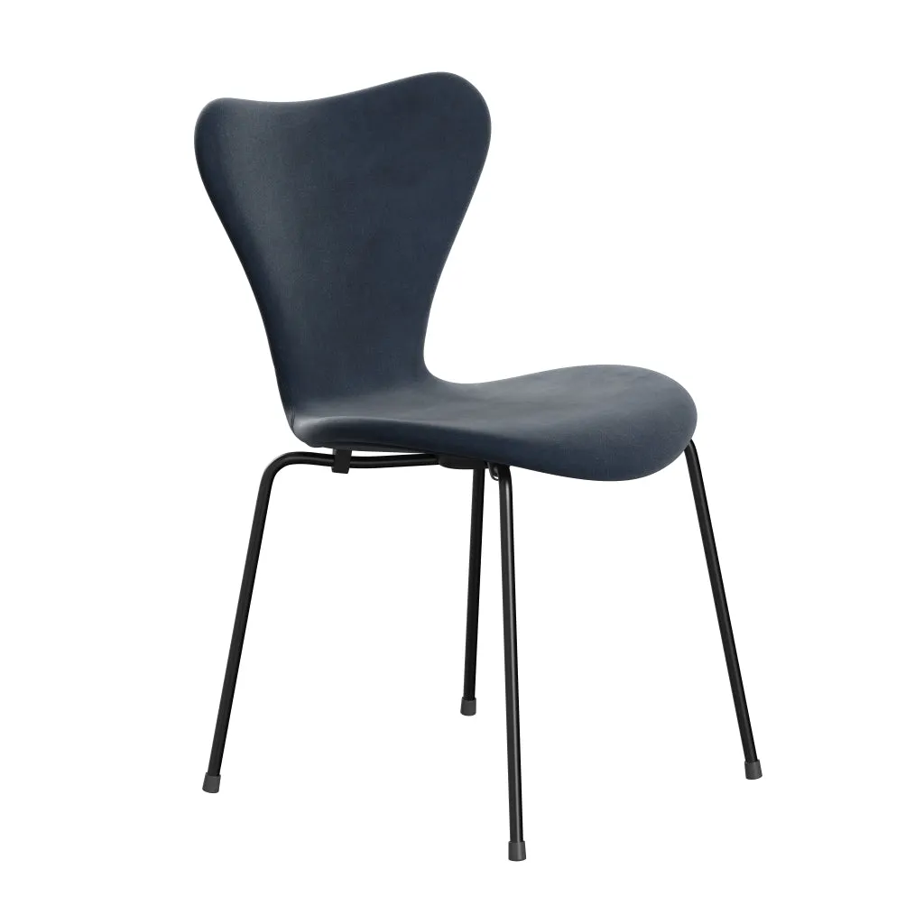Fritz Hansen Series 7™ Chair Full Upholstery, Black/Belfast Velvet Grey Blue