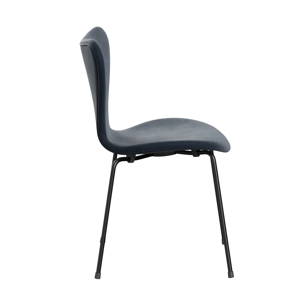 Fritz Hansen Series 7™ Chair Full Upholstery, Black/Belfast Velvet Grey Blue