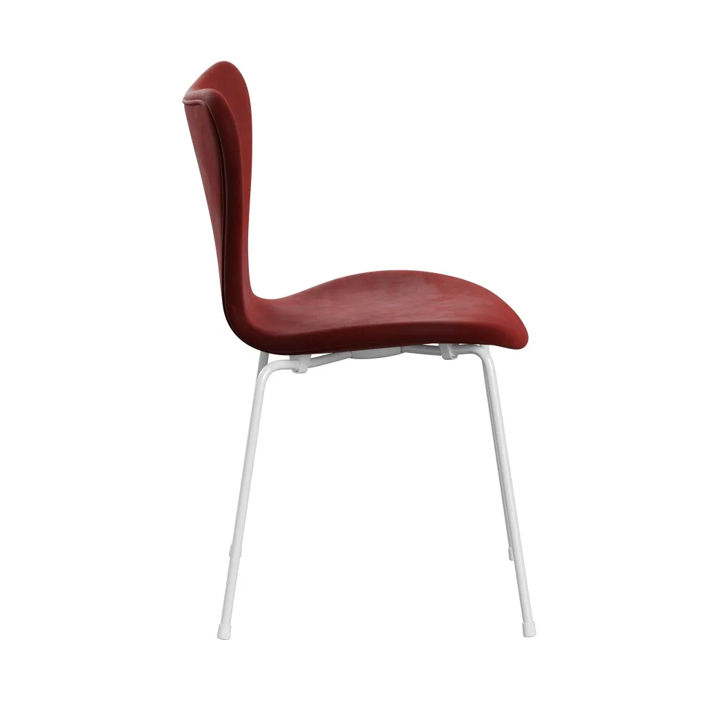 Fritz Hansen Series 7™ Chair Full Upholstery, White/Belfast Velvet Autumn Red