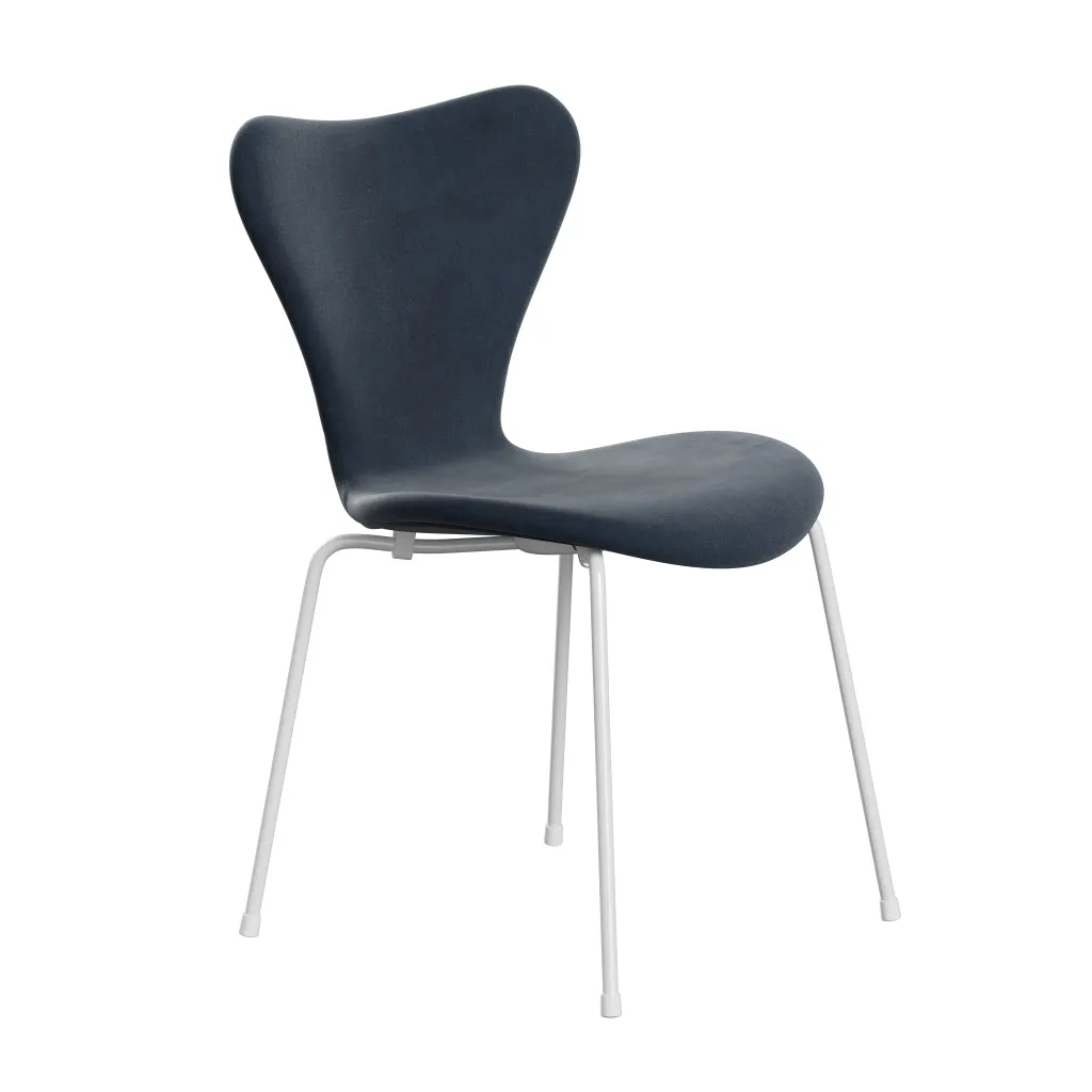 Fritz Hansen Series 7™ Chair Full Upholstery, White/Belfast Velvet Grey Blue