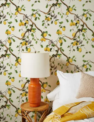 Lemon Birds Grasscloth Wallpaper by Nathan Turner Lulu and Georgia