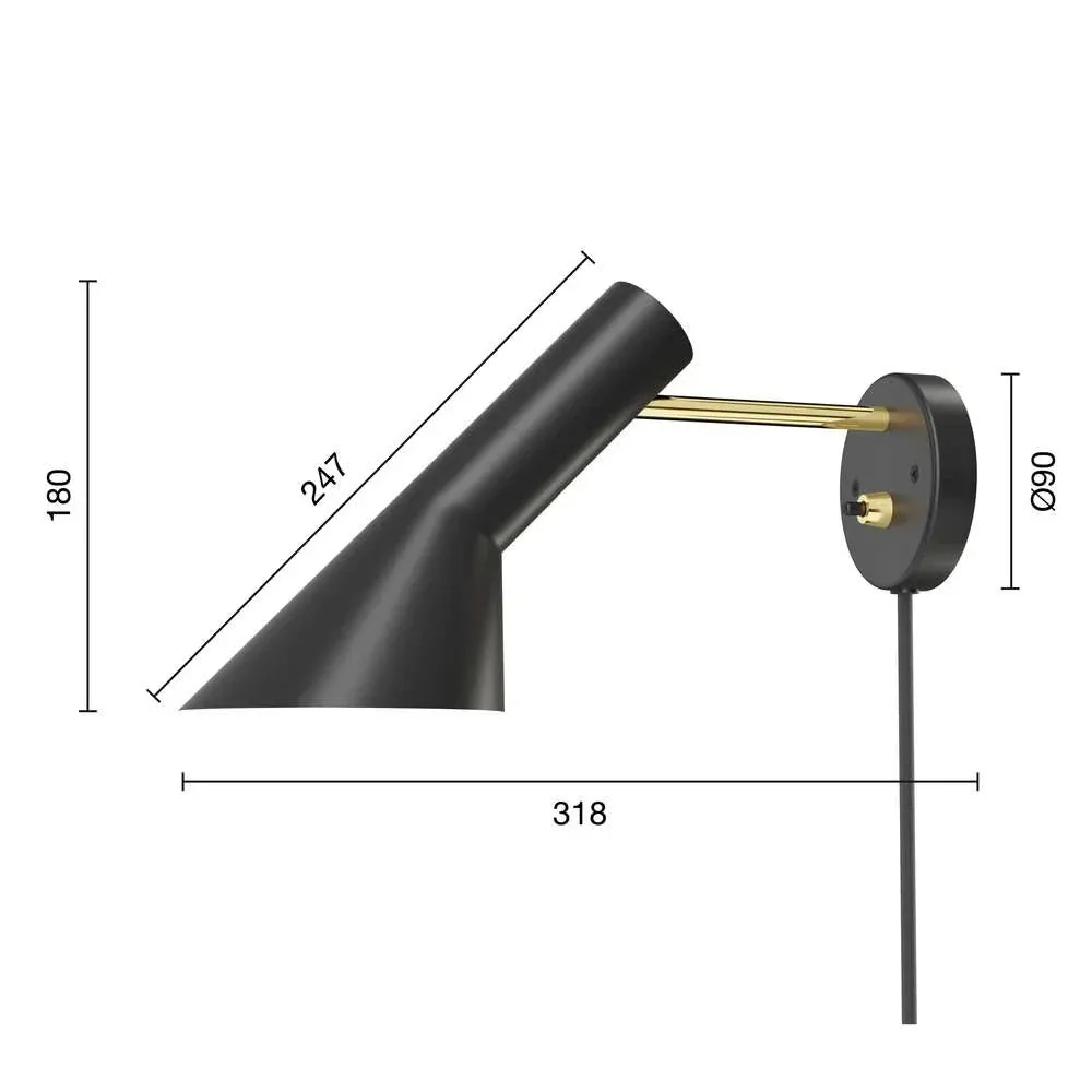 Louis Poulsen Aj Wall Lamp, Brass/Black