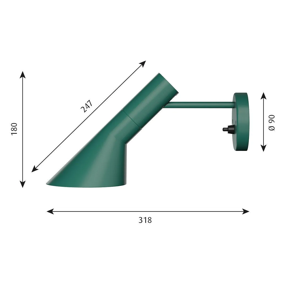 Louis Poulsen Aj Wall Lamp V3, Dark Green