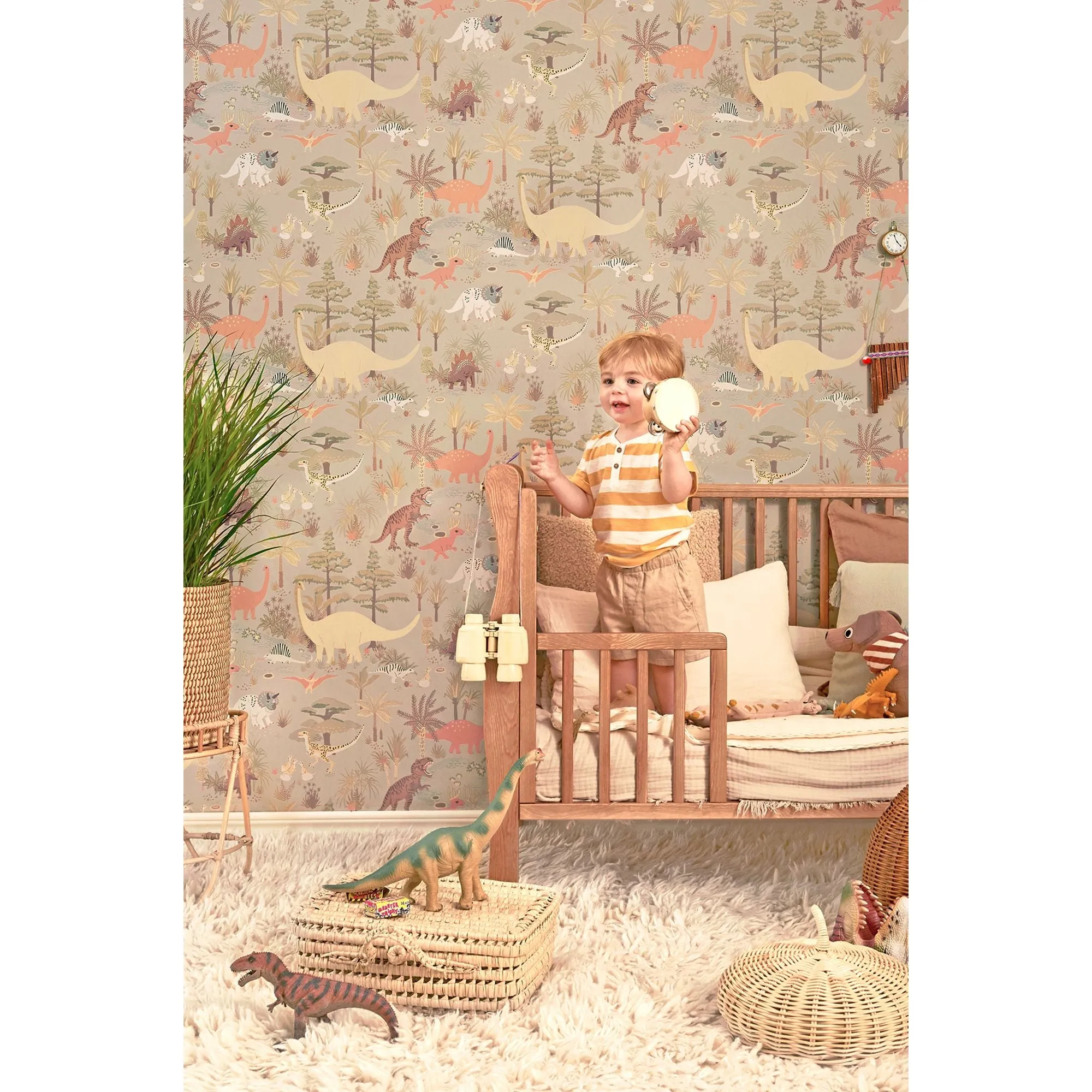 Majvillan Wallpaper Dinosaur Vibes Soft Green (Pre-Order; Est. Delivery in 2-3 Weeks)
