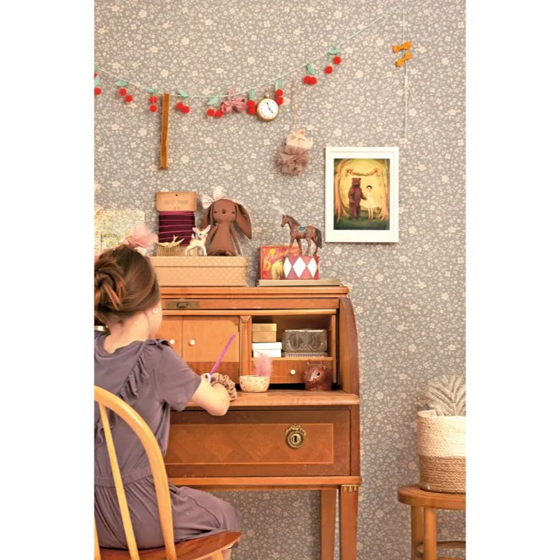 Majvillan Wallpaper Flora Dusty Blue (Pre-Order; Est. Delivery in 2-3 Weeks)