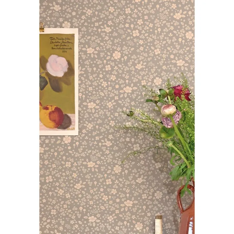 Majvillan Wallpaper Flora Dusty Blue (Pre-Order; Est. Delivery in 2-3 Weeks)
