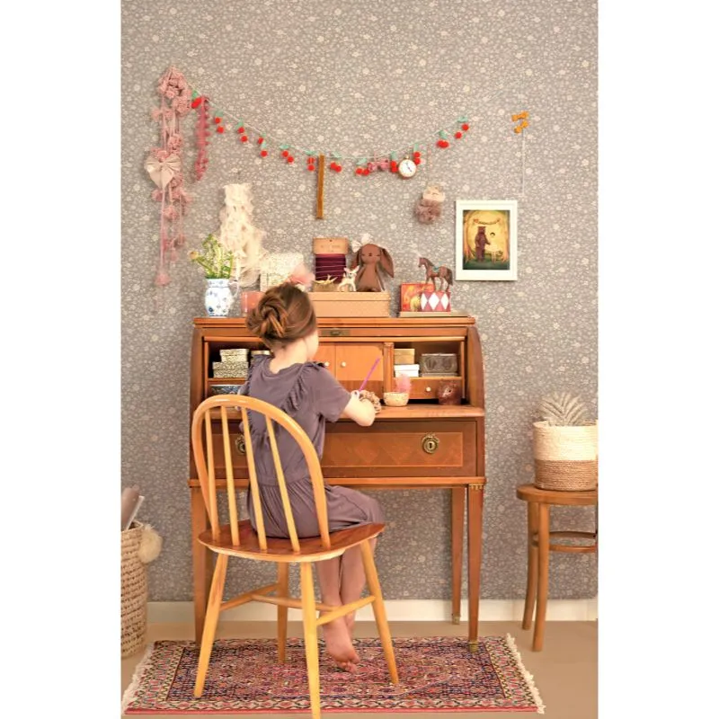Majvillan Wallpaper Flora Dusty Blue (Pre-Order; Est. Delivery in 2-3 Weeks)