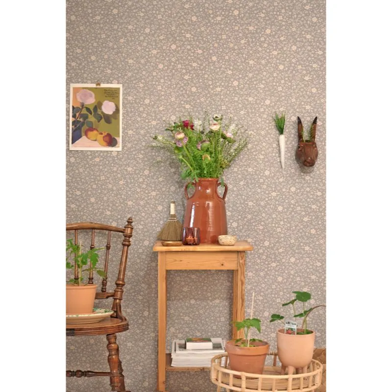 Majvillan Wallpaper Flora Dusty Blue (Pre-Order; Est. Delivery in 2-3 Weeks)