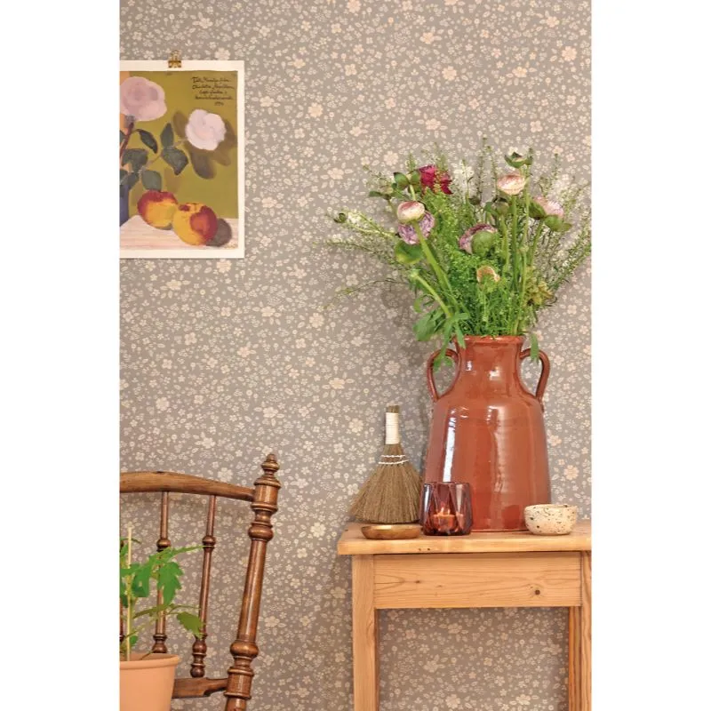 Majvillan Wallpaper Flora Dusty Blue (Pre-Order; Est. Delivery in 2-3 Weeks)