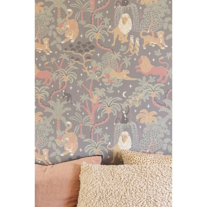 Majvillan Wallpaper Jungle Glow Twilight Grey (Pre-Order; Est. Delivery in 2-3 Weeks)