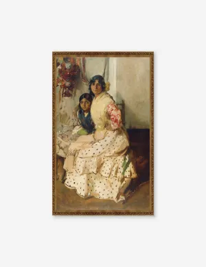 Pepilla and Her Daughter Wall Art by Joaquín Sorolla y Bastida Gold Lulu and Georgia