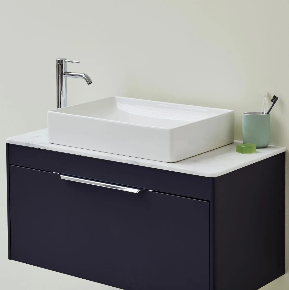 Shoreditch 850 Single Drawer Wall Hung Vanity Unit With Worktop