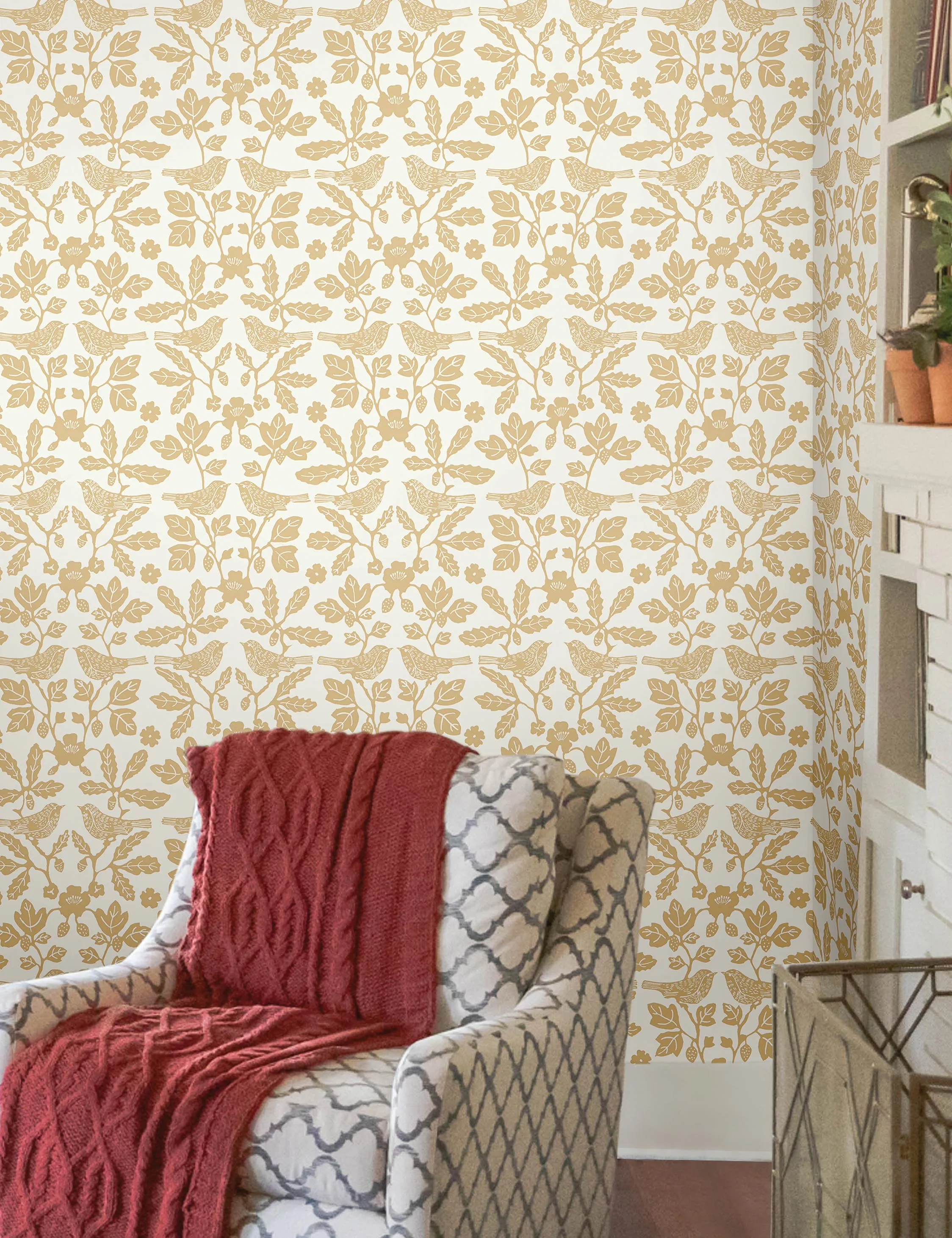Sparrow and Oak Peel   Stick Wallpaper by Erin & Ben Co. Lulu and Georgia