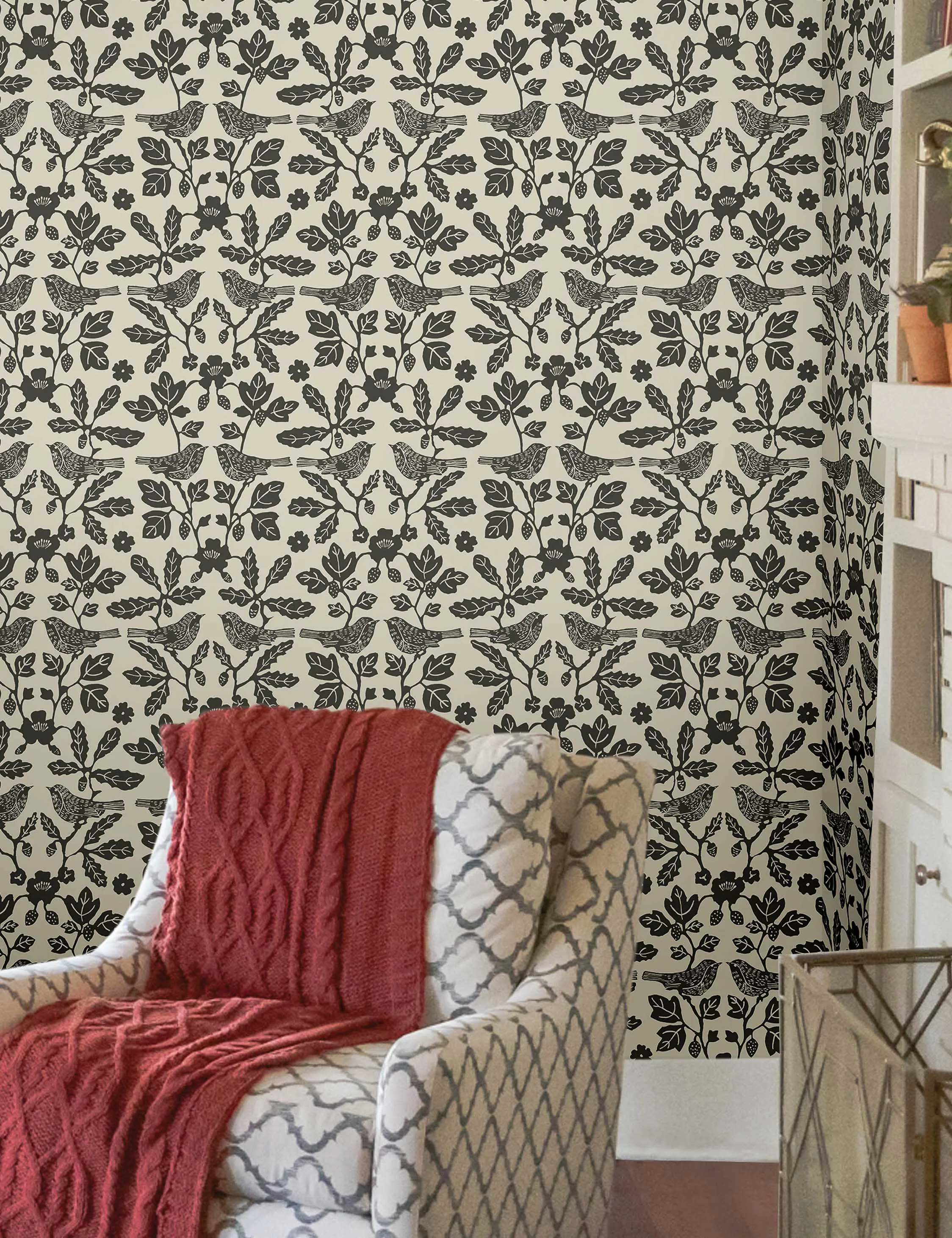 Sparrow and Oak Peel   Stick Wallpaper by Erin & Ben Co. Lulu and Georgia