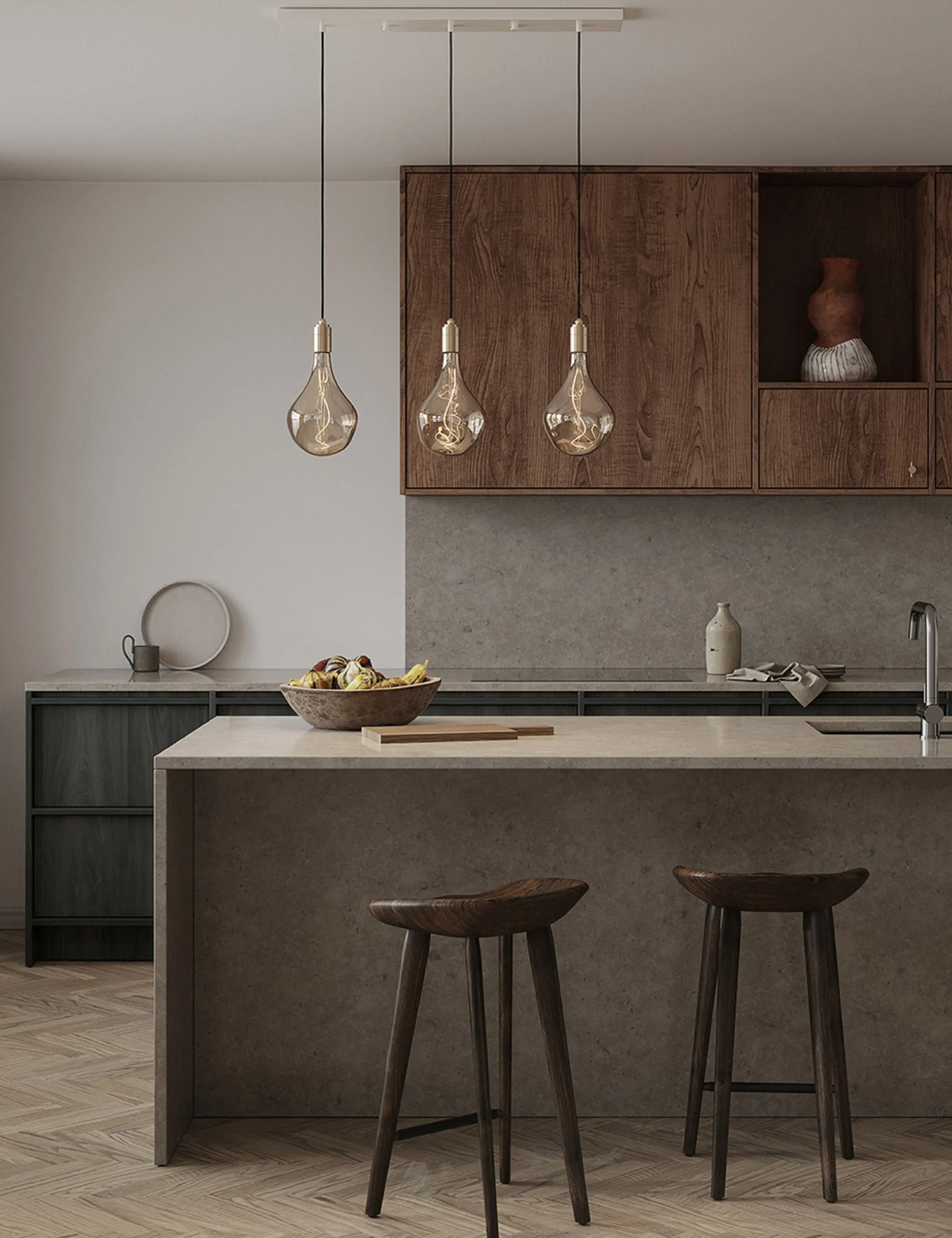 Triple Linear Pendant Light with Voronoi II by Tala Lulu and Georgia