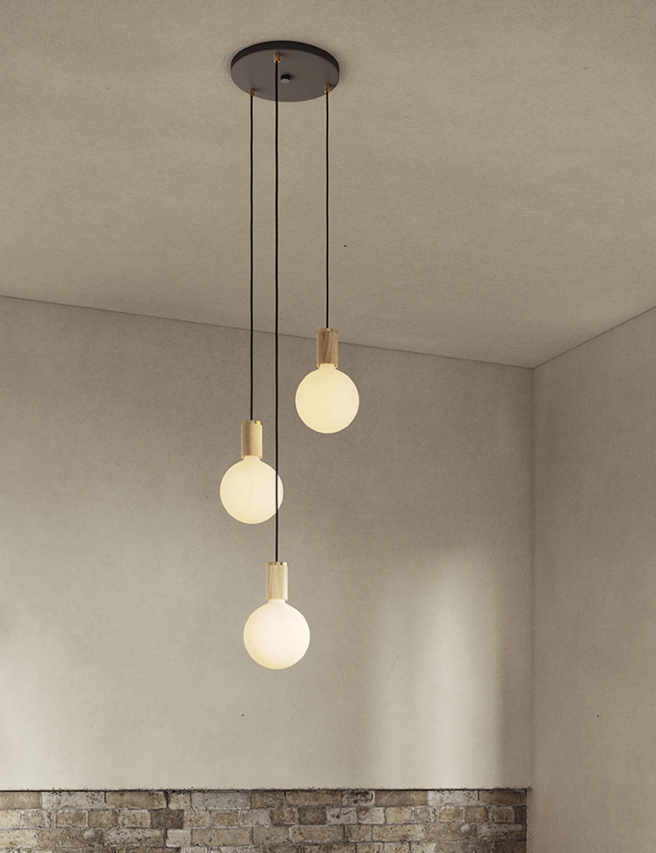 Triple Pendant Light with Sphere IV by Tala Lulu and Georgia