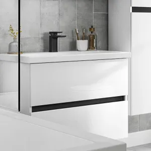 Utopia Qube Wall Mounted 2-Drawer Vanity Unit With Ceramic Washbasin