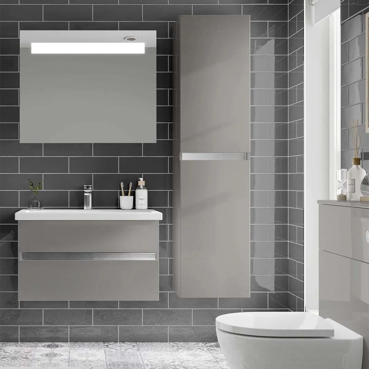 Utopia Qube Wall Mounted 2-Drawer Vanity Unit With Ceramic Washbasin
