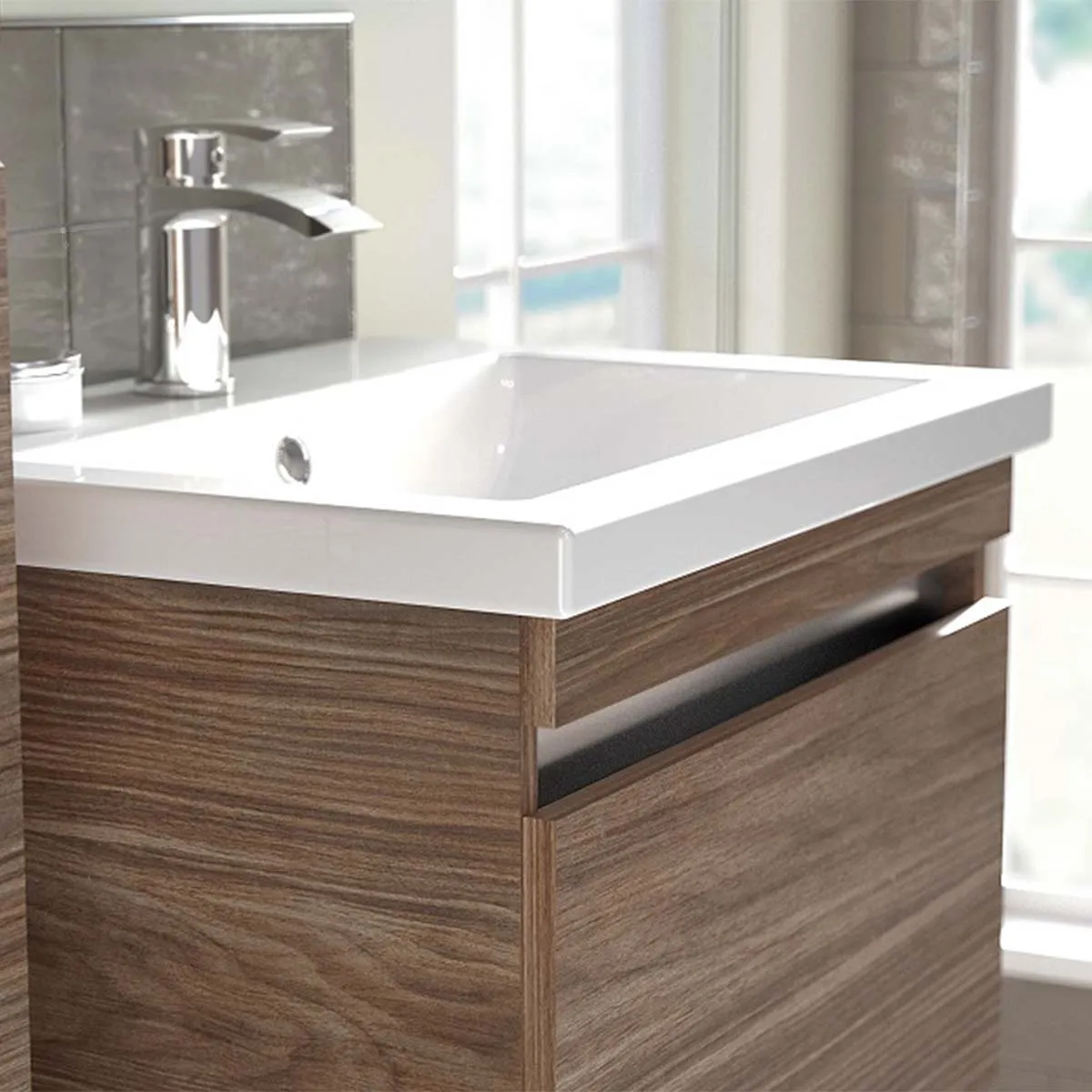 Utopia Qube Wall Mounted 2-Drawer Vanity Unit With Ceramic Washbasin